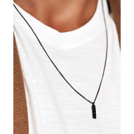 Dunkles Silber Herren Minimal Halskette  - 4