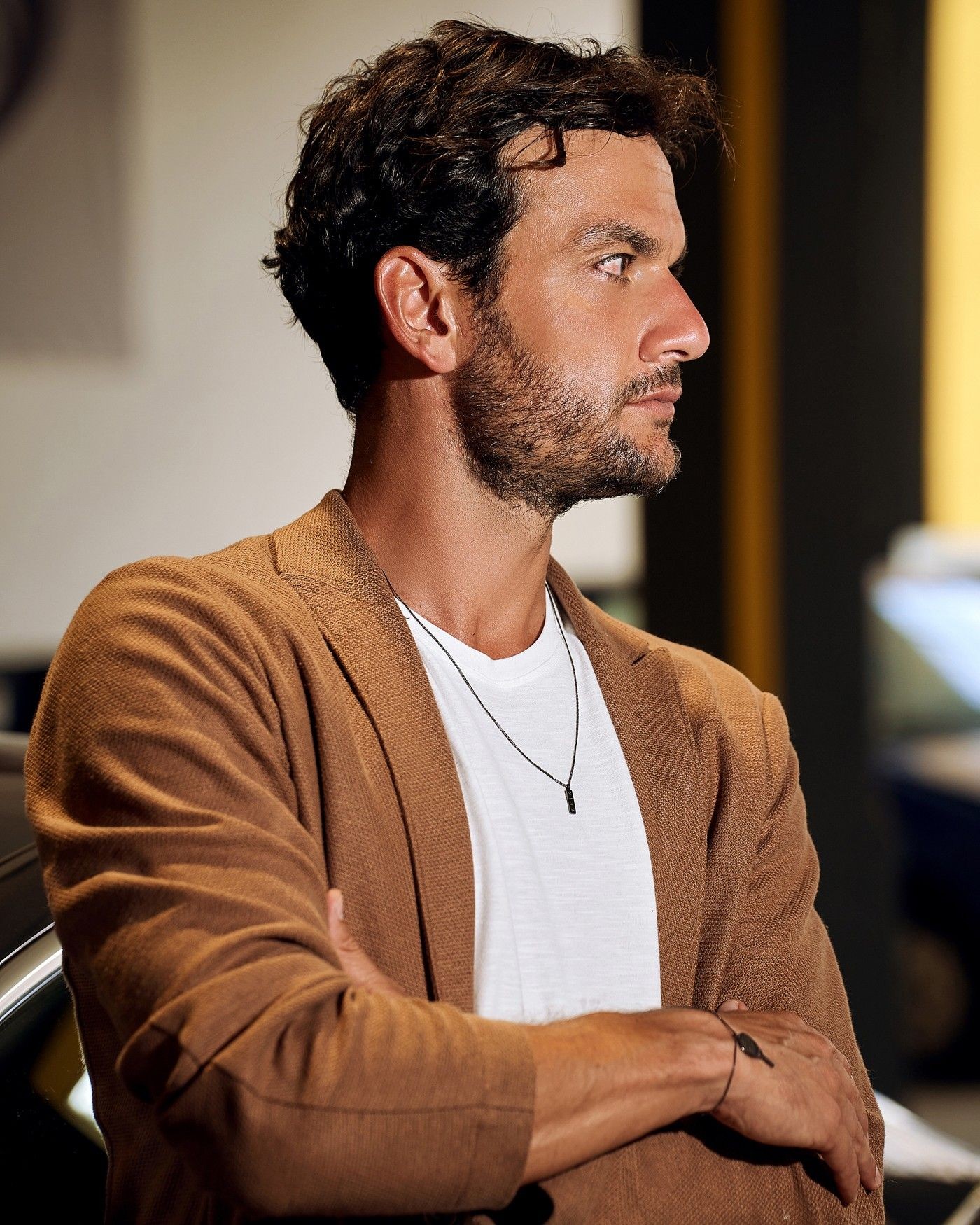 Dunkles Silber Herren Minimal Halskette  - 1