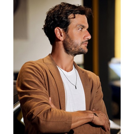 Dunkles Silber Herren Minimal Halskette  - 1