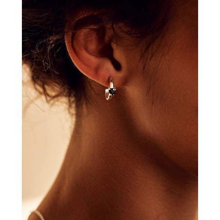 Earrings Raffinata Mini Hoop with black heart  - 4