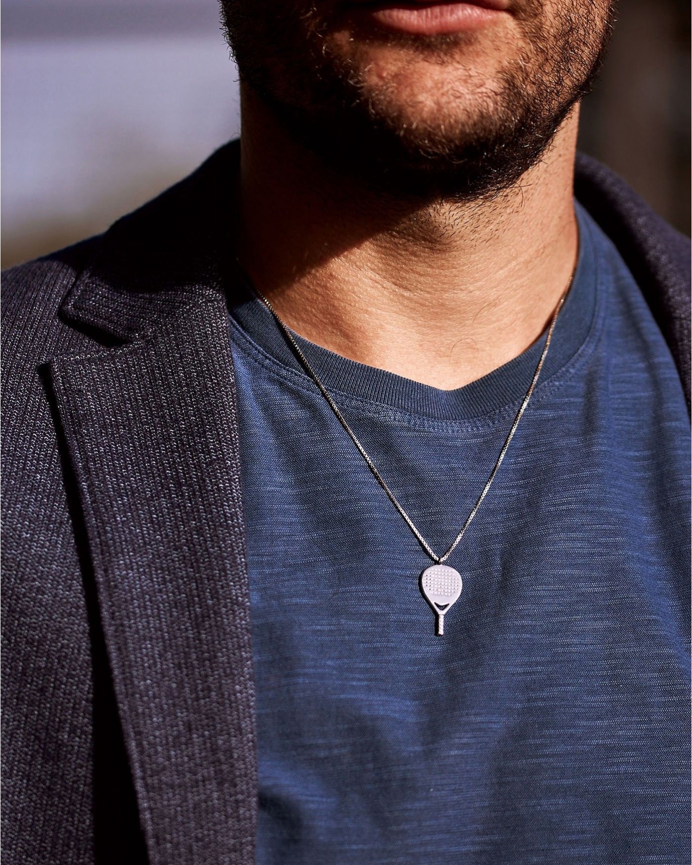 Herren dunkles Silber Padel Halskette X3  - 4