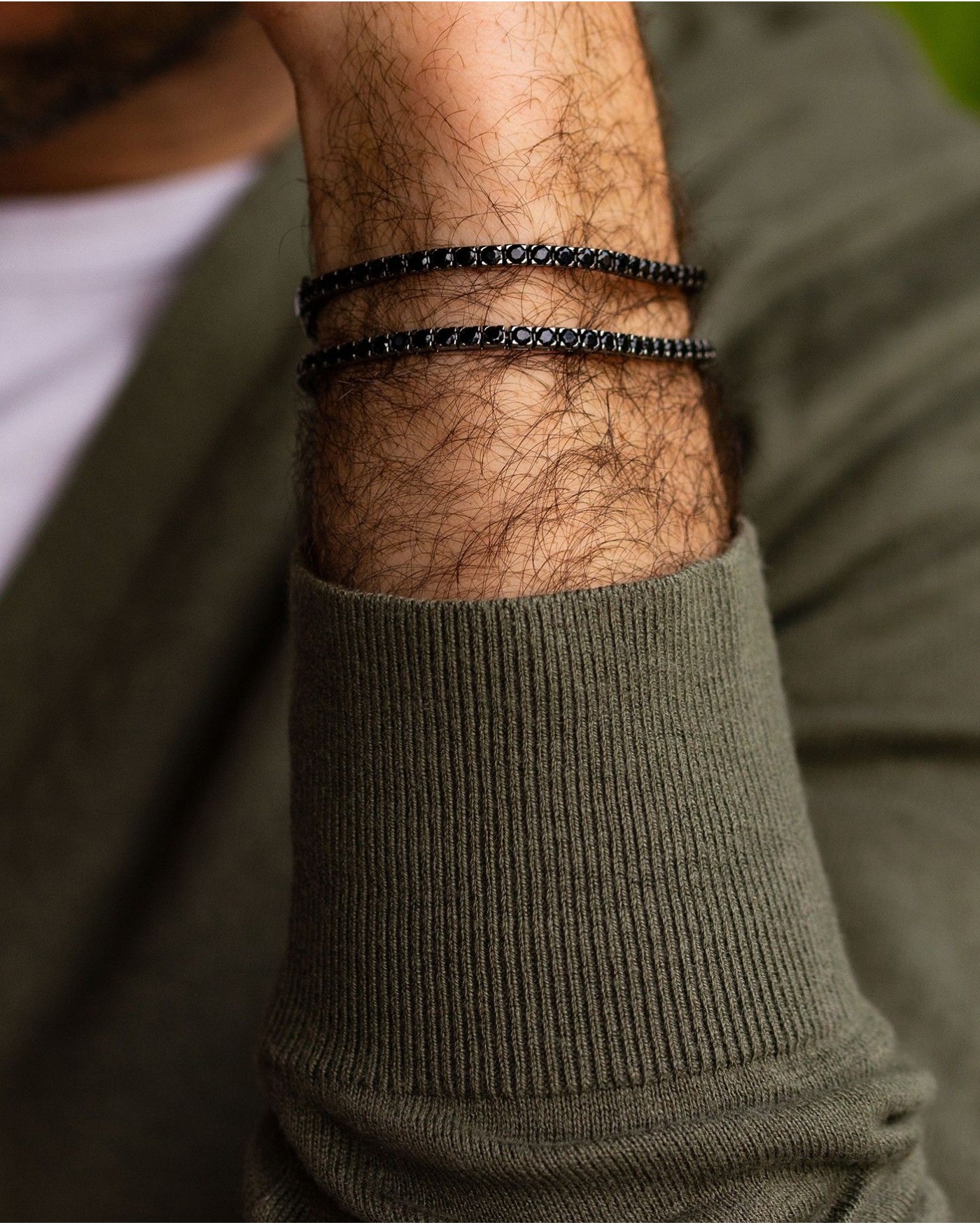 Silbernes Tennisarmband rhodiniert schwarz mit schwarzem Zirkonia  - 4