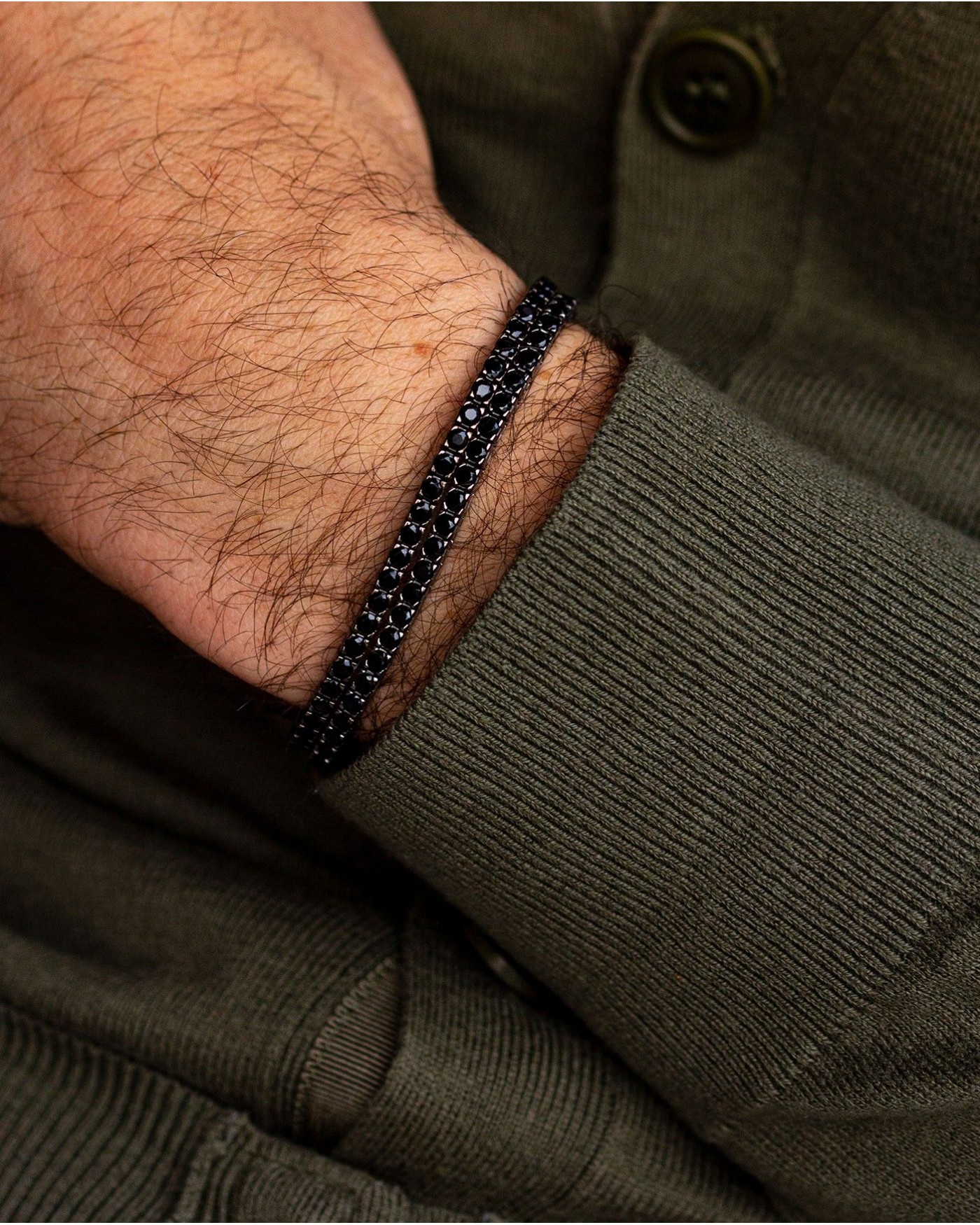 Silbernes Tennisarmband rhodiniert schwarz mit schwarzem Zirkonia  - 6